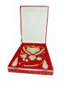 Sterling silver Golden Red shade Mootti & white Stone complete Bridal jewellery set. 
