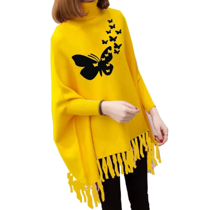 Women's%20Winter!%20Fleece%20Printed%20Poncho%20For%20Women%20Butterflies%20Printed%20Poncho%20For%20Girls%20-%20Image%202