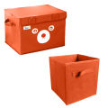 Pack of 2 - Foldable Kids Toy Storage Basket Bin Set 1 Pc Panda Cartoon Basket and 1 Pc Cube basket. 