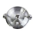 Stainless Steel Hot Pot 24cm Diameter with Glass Lid 3.1 Litre. 