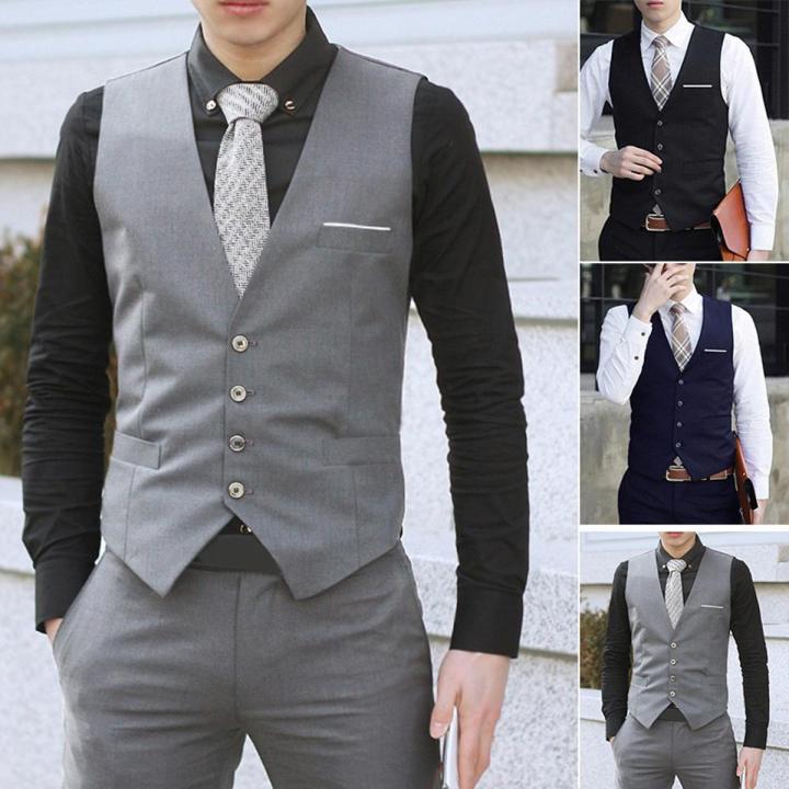 Men's Formal Business Vest Suit Slim Fit Tuxedo Waistcoat