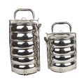 Decent Export Quality Stainless Steel Tiffin Carrier – SS Patti Belly Design Lunch Box for Office & School – Leak-Proof, Durable, Food-Grade – 3-Tier & 4-Tier. 