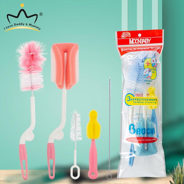 Rotating Sponge I LOVE DADDY&MUMMY-5Pcs/Set Bottle Brush Set Great 360 Degree Rotatable ...