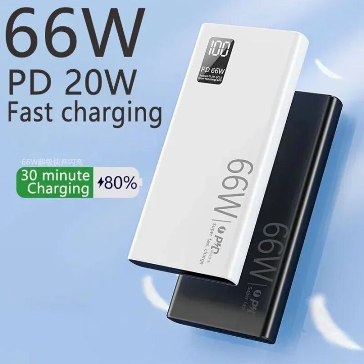 66W Super Fast Charge PD Power Bank 20000mAh Portable Fast Charging Powerbank With Digital Display, Compatible with Samsung/iPhone/Xiaomi/Huawei and More