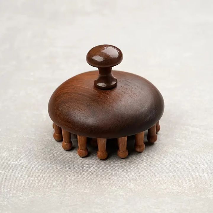 1pcs Rosewood Scalp Massager Handheld Relaxation Tool with Ergonomic Handle for Full Body Massage, Wooden Fatigue Relief Comb wi