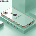 Jizetin (Free Lanyard) for Redmi 9C / Redmi 10A Back Cover Maple Leaf Luxury 6D Plating Case Side Pattern Soft Silicone Square Phone Cases. 