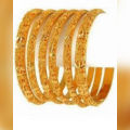 Set of 6 - Gold Plated Bangles - Golden. 