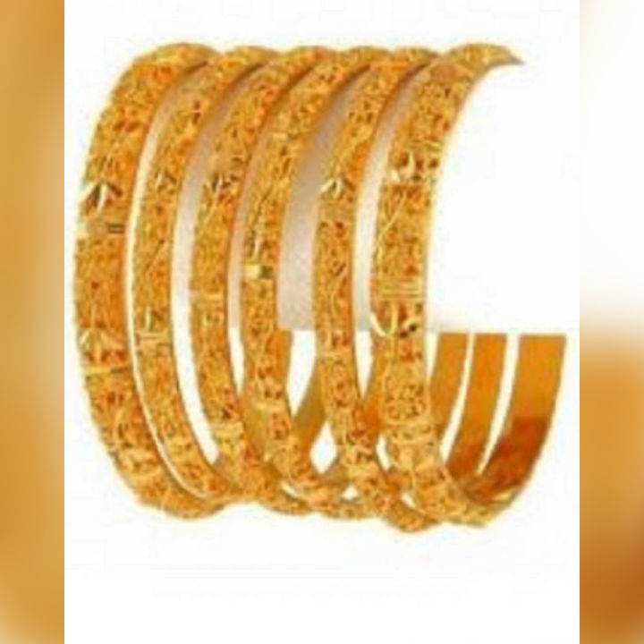 Set of 6 - Gold Plated Bangles - Golden