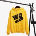 Yellow Stylish Printed Hoodie for Women. 