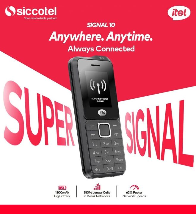 itel Signal 10 , Signal King, Har Jagha Full signal, 2.0 Inch display, 3 sims support, Type c charging, King Talker, 1500mAH Battery, PTA Approved, 1 Year brand warranty