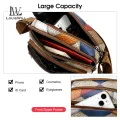 LouisWill Women's Bag Shoulder Bag Cross-body Messenger Bohemian Style Splicing Contrast Design Multi Layer Pocket Large Capacity Retro Printing Adjustable Shoulder Straps Zipper Inner Pocket. 