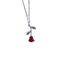 New Retro Rose Flower Pendant Charm Party Red Necklace Female Accessories Banquet Jewelry Girlfriend. 