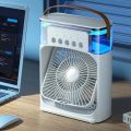 Mini Air Cooler Fan and Humidifier | Rechargeable Mini air cooler fan| Portable USB Mist with LED Night Light| USB and rechargeable Electric Fan with Mist | Small Desktop Cooling Fan for Room, Office & Home| 1/2/3 hours timer. 