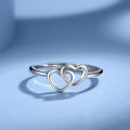 rings for girls S925 sterling silver heart-to-heart seal ring women's ins style simple fashion double heart Korean creative index finger ring. 
