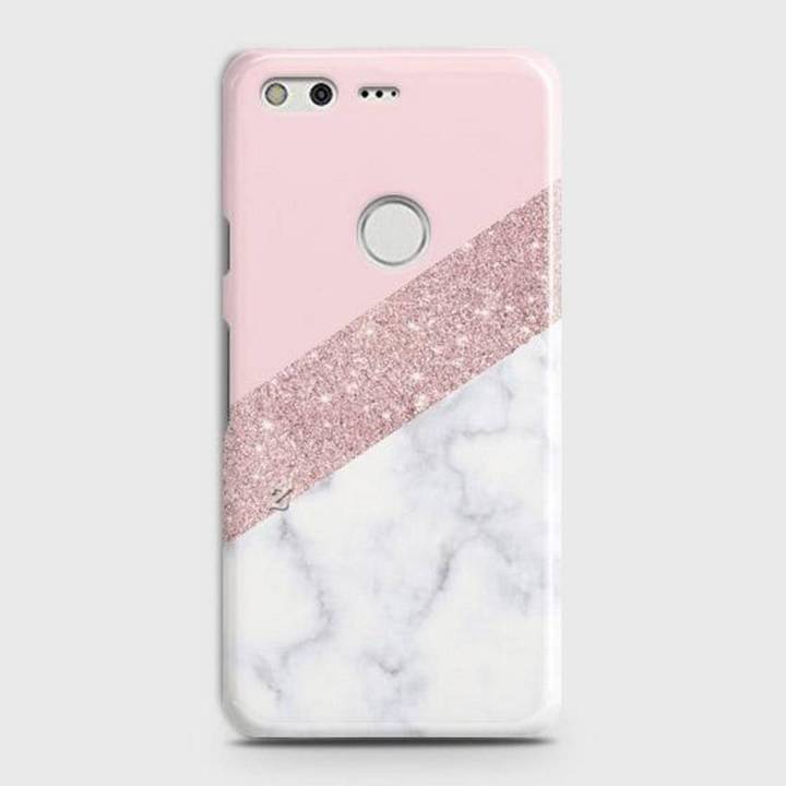Google Pixel Cover Case Pink and white marbel  Hard Cover- Design 33 Cover