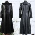 Stay Warm, Stay Stylish, Stay Neo with Neo Leather Long Trench Coat - Black. 
