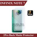 2 Pack Infinix Note 7 Back Matte Protector Soft Skin Sheet Soft Film Protector For Infinix Note 7. 