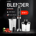 5 in 1 Hand Blender Machine - High Quality 4 Stainless Steel Blades - Powerful Motor 2 Speed Blender Machine - Egg Beater and Milk Frother - Immersion Blender With 600ml Beaker- Juicer Machine - Meat Chopper Machine - Food Processor Mixer Grinder Chopper. 