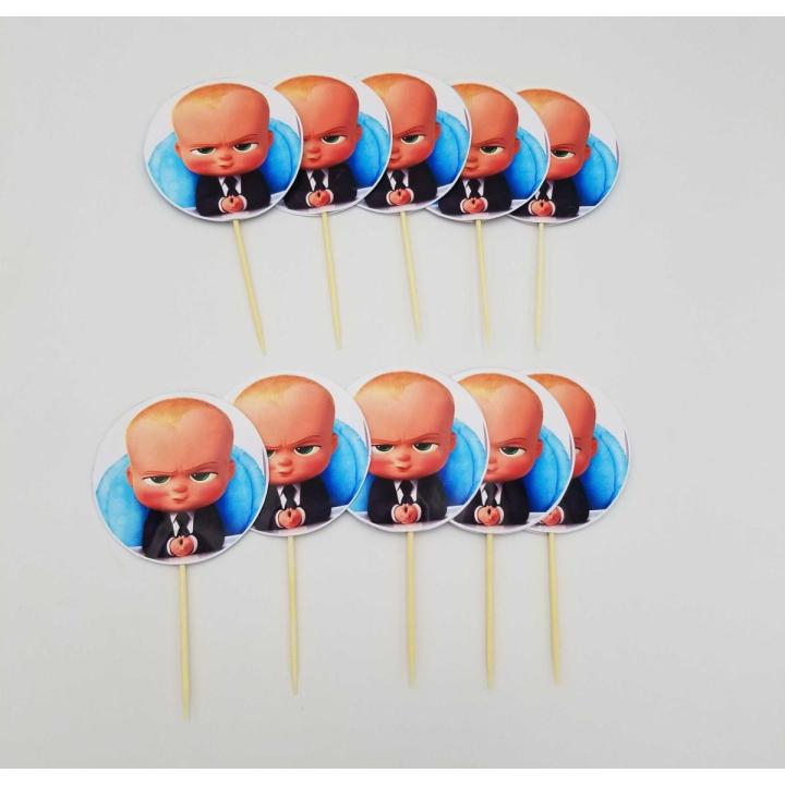BOSS BABY THEME CUPCAKE TOPPERS - PACK OF 10 CUPCAKE TOPPERS - BOSS BABY CUPCAKE TOPPERS