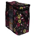 Clothes Storage Bag Rose Flower Design 18 x 27 Inch Non Woven Water Proof Material Handle Style Bag Black. 