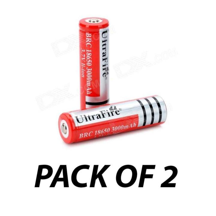 Pack of 2 Ultrafire 18650 Battery 3.7V 6000mAh 3.7V  Button Top Rechargeable Lithium Ion Battery