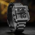 LIGE Top Brand Luxury Fashion Men Watches Gold Steel Sport Square Digital Analog Big Quartz Watch for Man Relogio Masculino+BOX. 