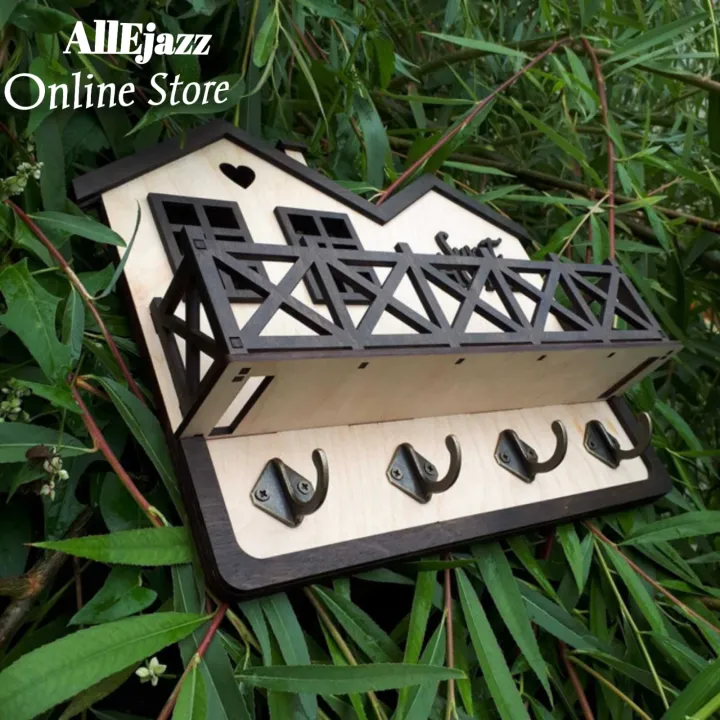 Wooden%20House%20shape%20Wall%20Mounted%20keychains%20and%20Mobile%20holder%20%7C%20Hanging%20our%20keys%7C%20-%20Image%203