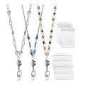 3 Pcs Retractable Badge Reels Lanyard with Name Card ID Holder for Women Fashion Beaded Badge Lanyard Necklace. 