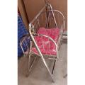 Steel Silver Chrome Baby Swing Cradle with Bed. 