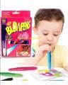 Pack Of 5 Non-Toxic Water Based Blow Pen Set With Stencils For Kids Diy Painting. 