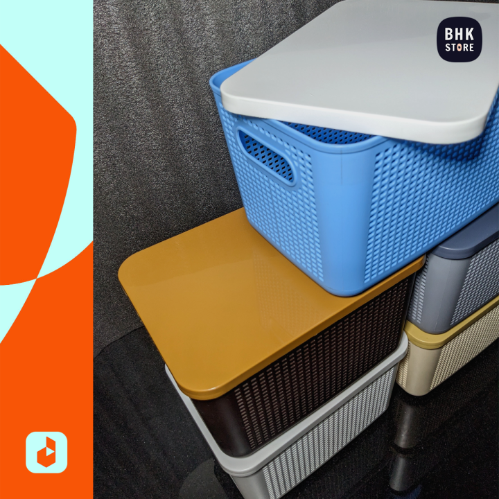 IKEA%20Style%20Premium%20Quality%20Plastic%20Storage%20Basket%20with%20Lid/Cover%20-%20Durable%20Open%20Storage%20Organizer%20Bins%20For%20Kitchen,%20Bathroom,%20Bedroom,%20Living%20Room%20-%20Mesh%20Pattern%20Design%20Multipurpose%20Home/Office%20Accessories%20Organizer%20Box%20with%20Handle%20-%20Large%20-%208L%20Capacity%20-%20Image%204