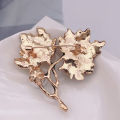 Women Vintage Imitation Pearl Color Block Maple Leaf Brooch Pin Jewelry Gift. 