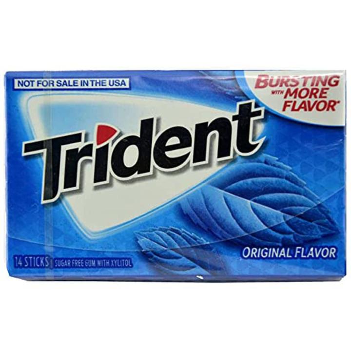 Trident Original Flavor Sugar Free Chewing Gum,Blue, 26 g