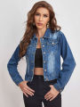 Blue Short Denim Jacket for Women  Premium Quality  Export Denim Stuff  ZRANZIE. 