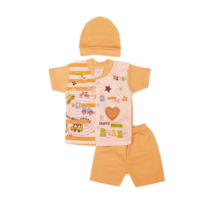 1%20Pack%20of%203%20Pcs%20Soft%20Cotton%20New%20Born%20Baby%20Suit%20Set%20-%20Multicolor%20-%20Image%203