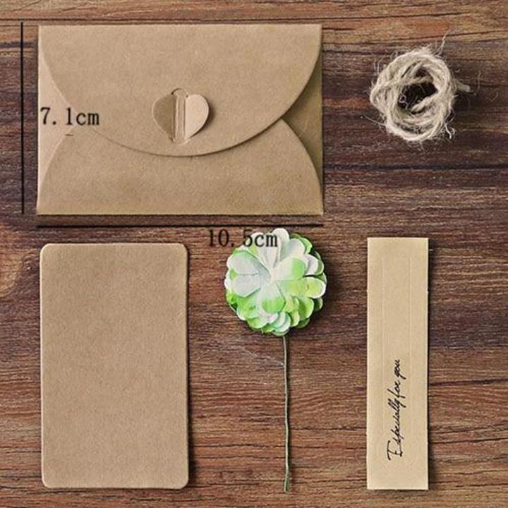 1 Set Vintage Kraft Paper Card With Envelope For Special Message