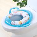 IMPRINT Toddler Potty Training Seat Kids Boy Girl Toilet Seat Cushion Handle Backrest Portable Plastic Baby/Infant/Kids Printed Soft Padding Potty Training Toilet Lavatory Seat with Handles, Toddlers with Pee Shield Design, Cushions & Handle Comfortable,|. 