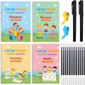 BESTIN 4pc Magic Book For Kids, Reusable Grooved Handwriting Workbooks, Preschool Magic Grooved Practice Copybook, Writing Practice For Kids, Magic Book For Montessori Children Tracing Handwriting, First Learning Books for Kids,. 