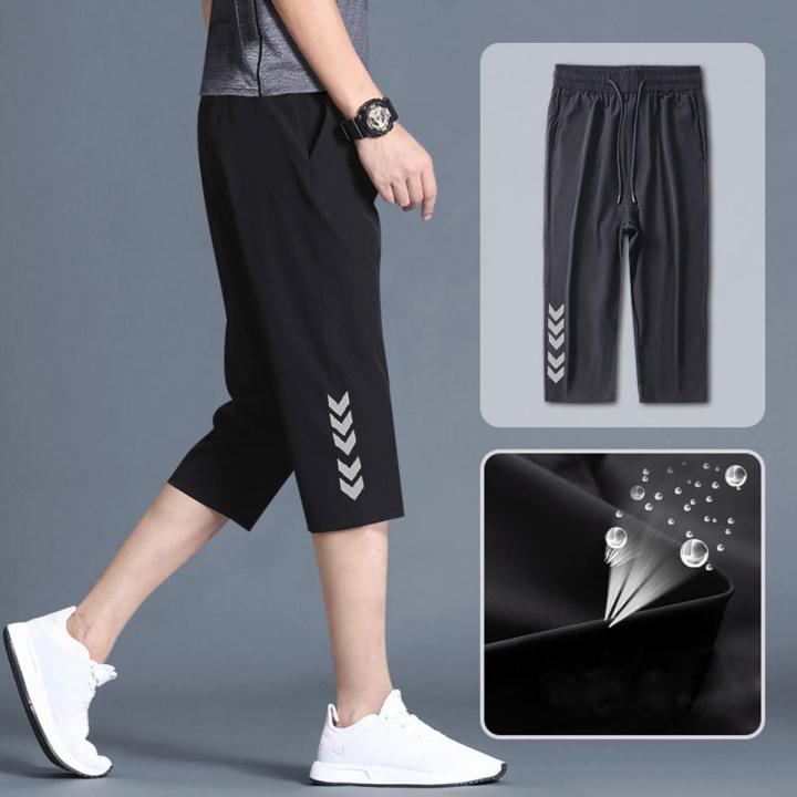 Three Quarter Pants Men 3 Quarter Pants Fashion Print Casual Shorts Cropped 3/4 Pants M-4XL