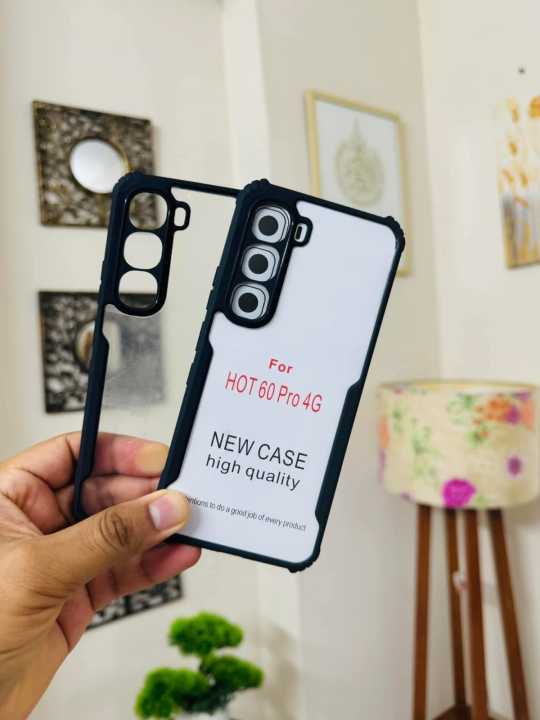 Infinix Hot 60 Pro ipaky Protecticve Anti-Shock Clear Transparent Case Cover - Black