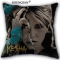 kesha Pillowcase Custom Cotton Linen Square Decorative Pillow Cases Cover Zippered 45x45cm one side. 