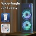 Double Ended Spray Fan, Portable Mist Fan, Cold Air Fan, USB fan with LED Light Cooler, Touch & Remote Control, 280ml Water Tank, Ice Filling. 