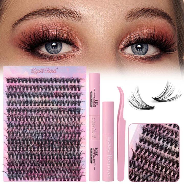 Diy Lash Extension Kit,Cluster Eyelash Extension Kit,Individual Lashes Kit, Lash Glue and Lash Applicator