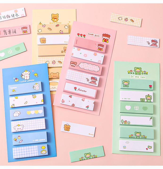 Cartoon sticky notes student multi-functional mark classification index sticker office message note N times sticker note pad