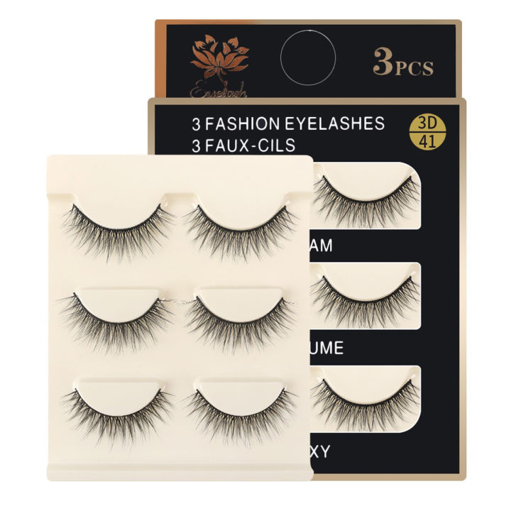 3 Pairs Natural Soft Eyelashes Hair Thick Long Lasting Eye Lashes