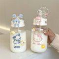 400ML Sanrio Hello Kitty Water Bottle Transparent Straw Water Bottle Diy Anime Kuromi Cinnamoroll Plastic Cups Thing Gift. 