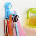 6 Hook Hanger Suction Cup Wall Vacuum for Bathroom Key Towel Scrubber Holder - 1Pc (Random Color). 