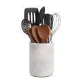 White Marble Utensil Holder Handmade Kitchen Utensils Organizer - 3.5"x 5" Inch - Mosco Traders. 