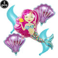 5pcs Mermaid Ballon Mermaid Tail Shell Foil Balloon Mermaid Rubber Ring Slap Bracelet keychain Under The Sea Mermaid Party Favor. 