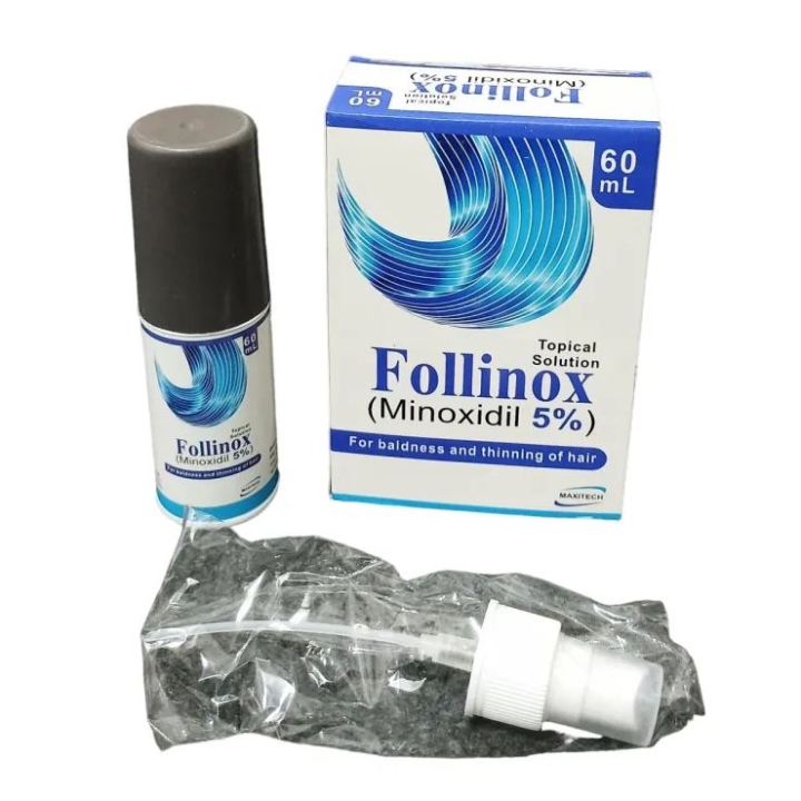 Follinox 5% - Minoxidil 5% - for Male Pattern Baldness and Thinning of Hair Topical Solution 60 ml Hairfall Solution Hair Regrowth Therapy